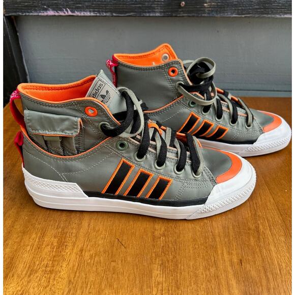 Adidas Originals NIZZA HI DL Youth 6.5 Gray Orange Skate Style GZ2655 - Picture 3 of 8